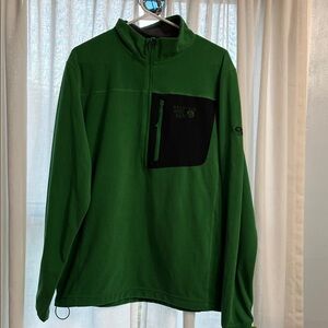 Mountain Hardwear Green Half-Zip Fleece with Black Chest Pocket sz L Athleisure